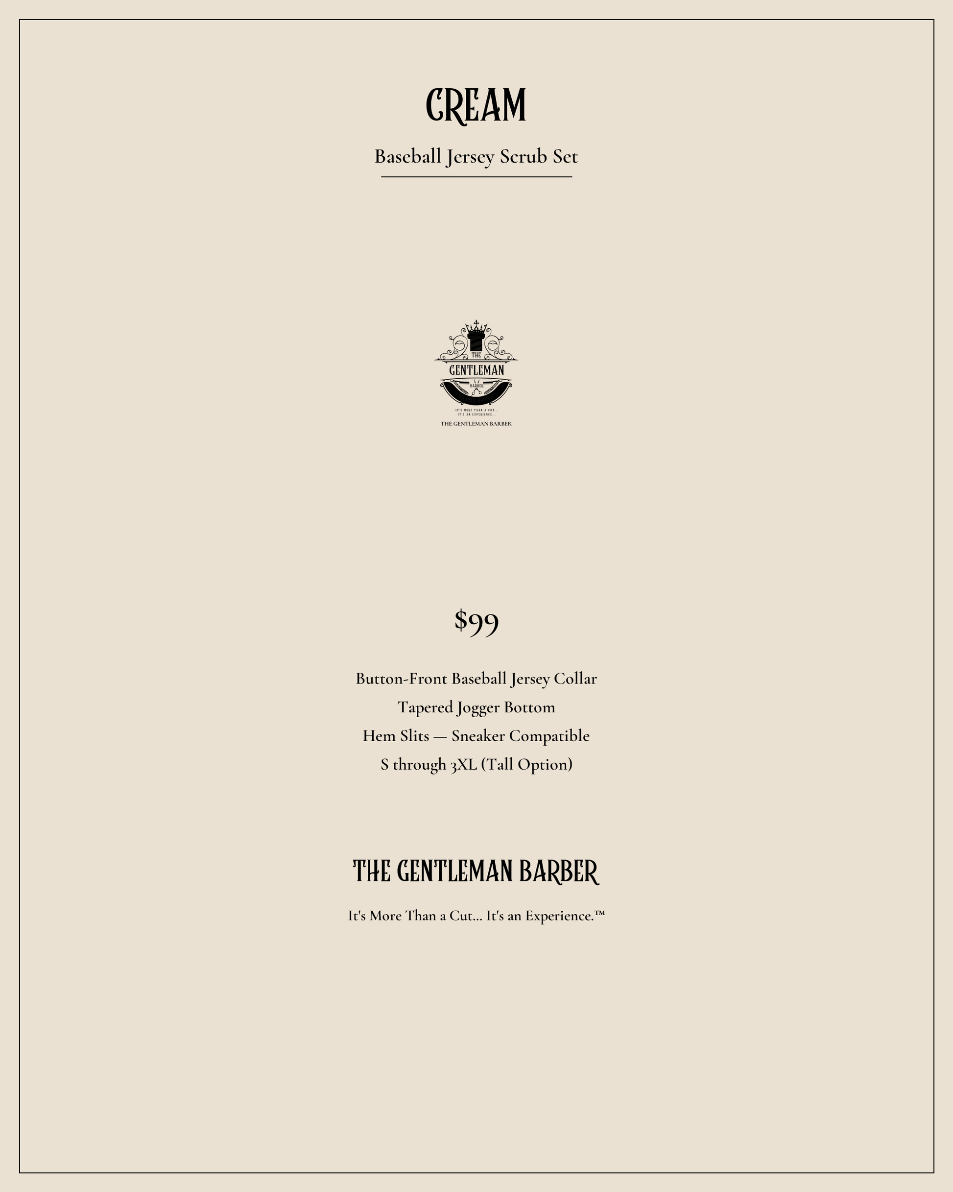 The Gentleman Barber Scrubs Set - Cream