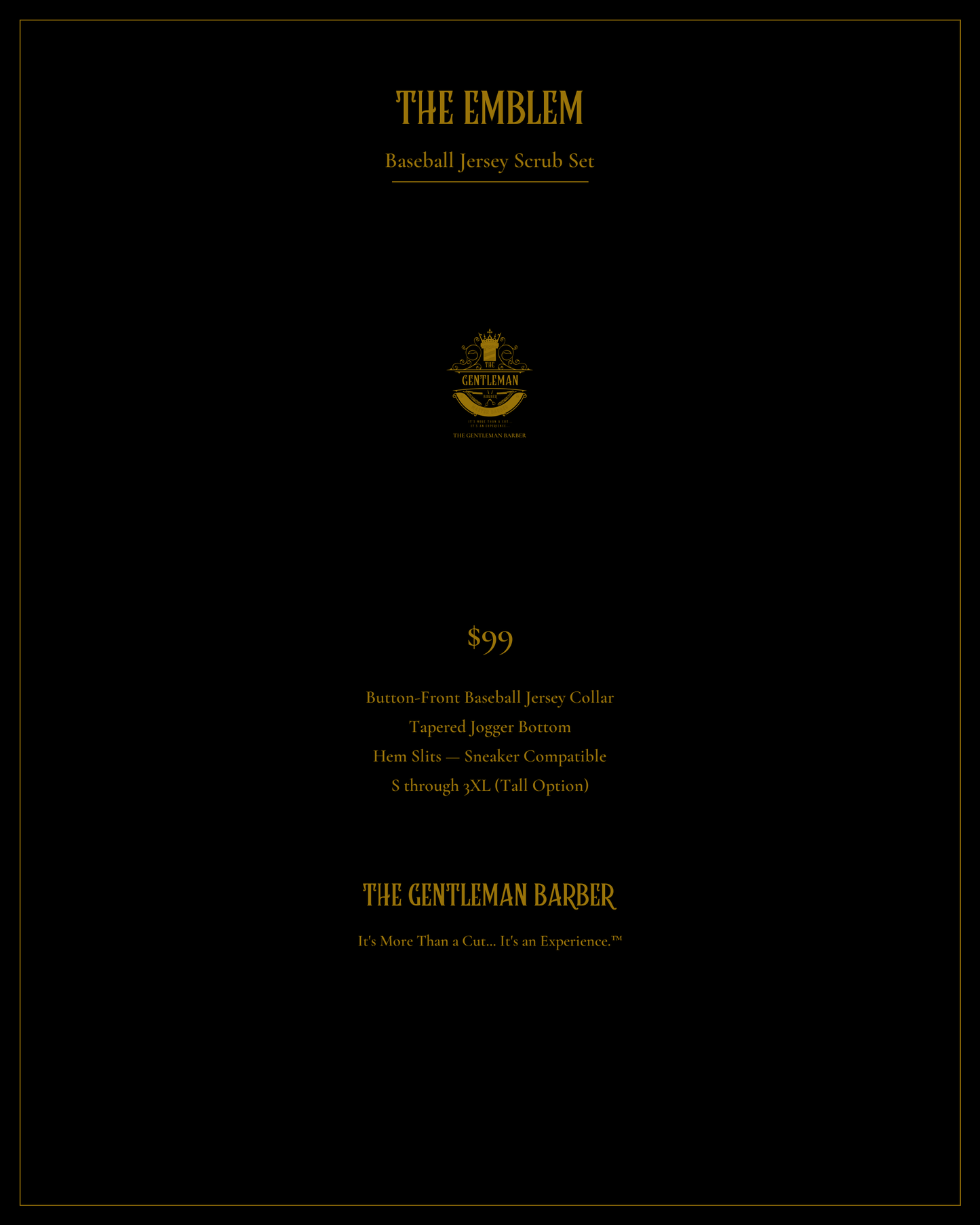 The Gentleman Barber Scrubs Set — The Emblem (Black)