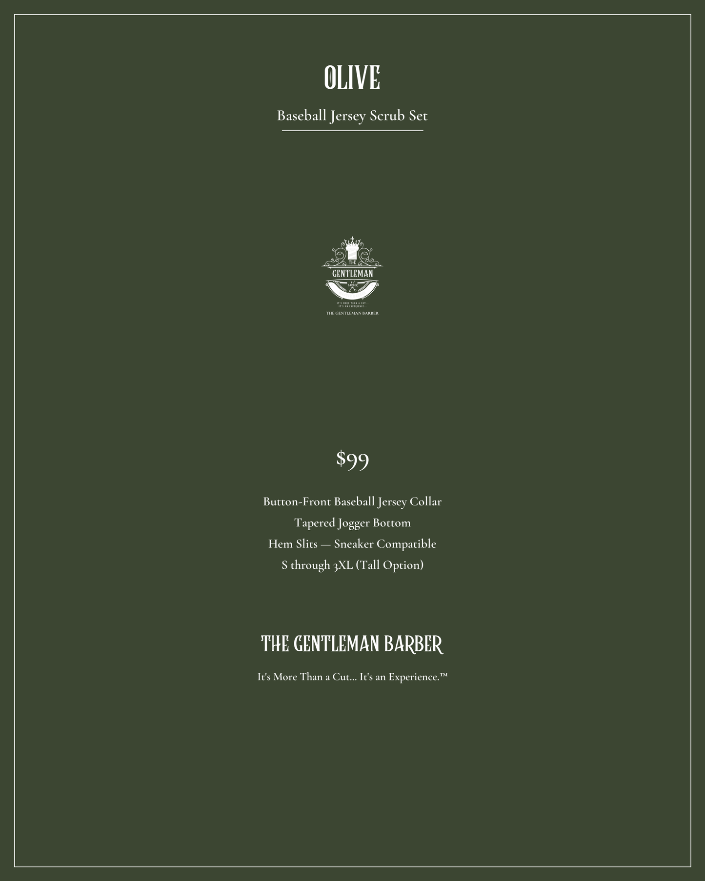 The Gentleman Barber Scrubs Set — Olive